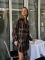 Сукня-сорочка жіноча в клітинку, з поясом-рукавами, коричневий, розмір 42–44 (арт.031LUB)