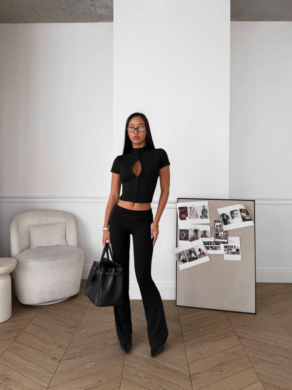 Жіночий кроп-топ на гачках, чорний, S (арт. 0430SH)