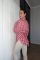 Жіноча асиметрична фланелева сорочка з акцентом на талії, червоний (дрібна клітинка), One size, (арт. 033GB)