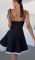Сукня жіноча літня міні на бретельках чорний з білим мереживом 46-48 (063SB)