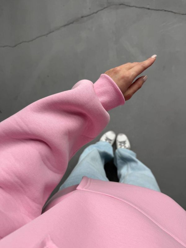Худі жіноче Oversize, рожеве, one size, трьохнитка на флісі (не кошлатиться), арт. 022GB