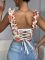 Корсет з квітковим принтом рюшами та підтримкою M помаранчевий 522