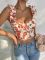 Корсет з квітковим принтом рюшами та підтримкою M помаранчевий 522