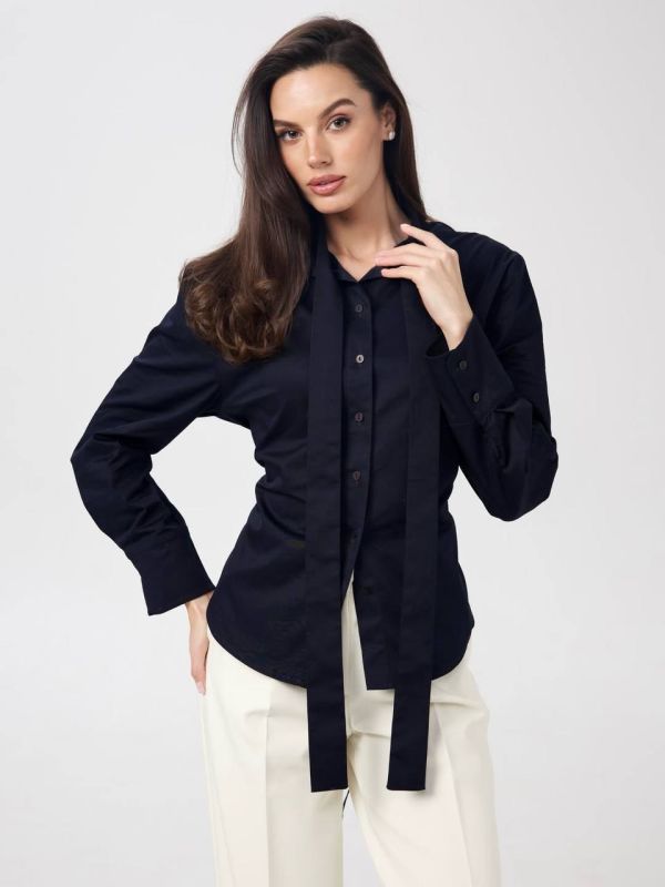 Сорочка жіноча з корсетною спинкою 42-44 (XS-S) Темно-синій (IN589)