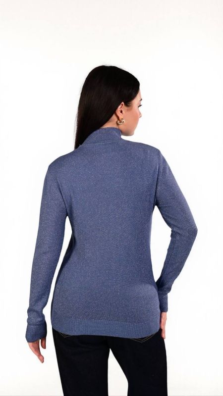 Светр жіночий, з люрексом, синій, One Size (арт. 2506)